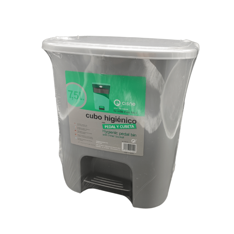 Pedal bin + bucket 7.5L Grey or White. Ref. 400140. Cisne