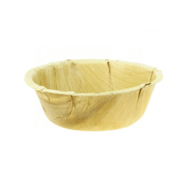 Round palm leaf bowl 140 MM, 400ML (Box: 25 pcs) Ref: BOHOPA000001