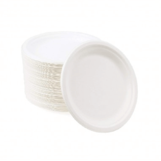 Plato circular fibra de caña de azúcar bio 150 mm 151x13,6mm 50 UNIDADES. Ref: PLPABI000006