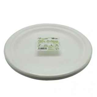Medium circular plate made of organic sugarcane fibre 220 mm box of 1 pcs. Ref: PLPABI000026