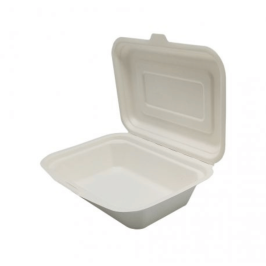 Sugarcane fiber containers with hinged lid. Multipurpose. 170x125 mm. Box of 50 Units Ref: ERPABI000004