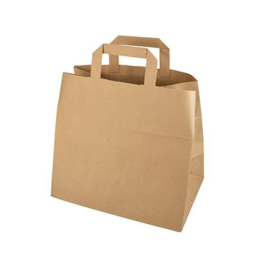 BROWN PAPER BAG FLAT HANDLE/B.WIDE 26+18x25CM (250 Units per box) ref: BOPASA000005