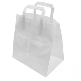 WHITE PAPER BAG FLAT HANDLE/B.WIDTHCM 32x22x25 cm (250 Units per box) ref:BOPASA000002