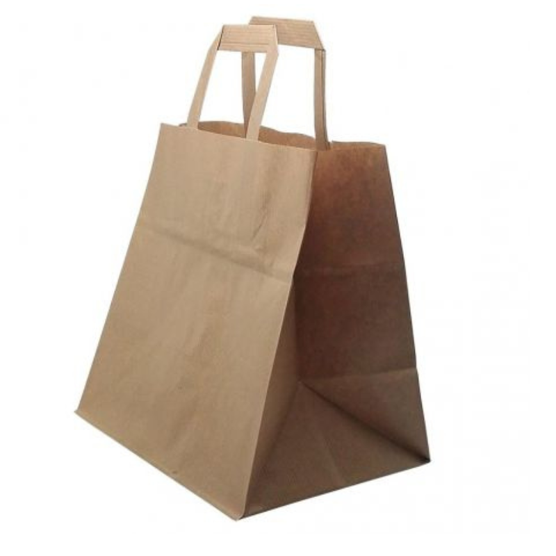 BROWN PAPER BAG FLAT HANDLE/B.WIDTHCM 32x12x40 cm (250 Units per box) ref: BOPASA000017