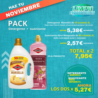 Detergente Marsella 3 Litros + Suavizante - Colada Full