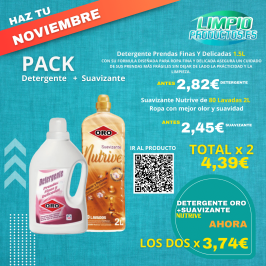 Detergente Prendas Finas Y Delicadas 1.5L + Suavizante Nutrive 2L